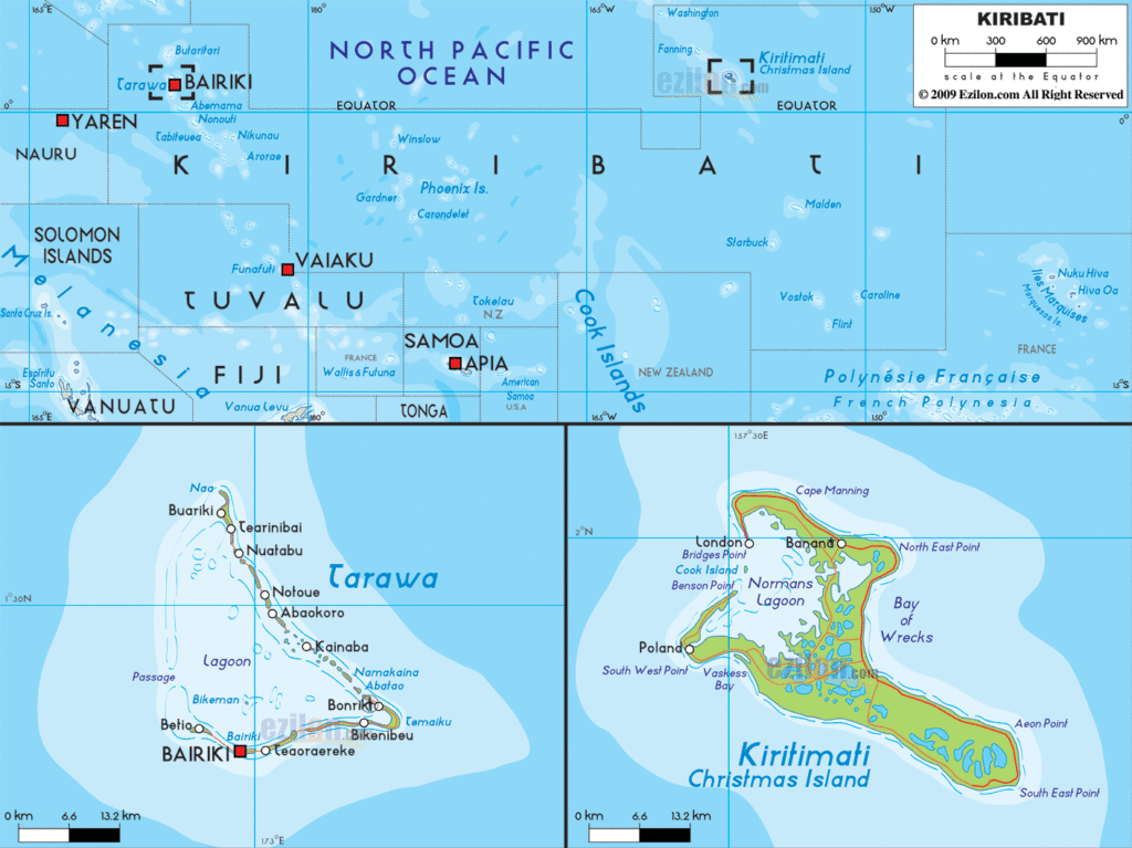 Kiribati political map.