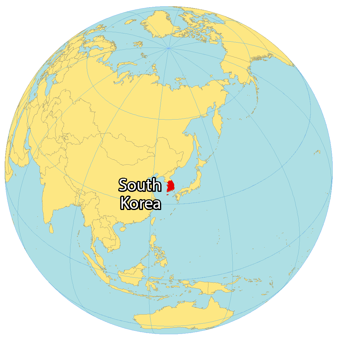 Bản đồ vị trí của Hàn Quốc. Nguồn: gisgeography.com