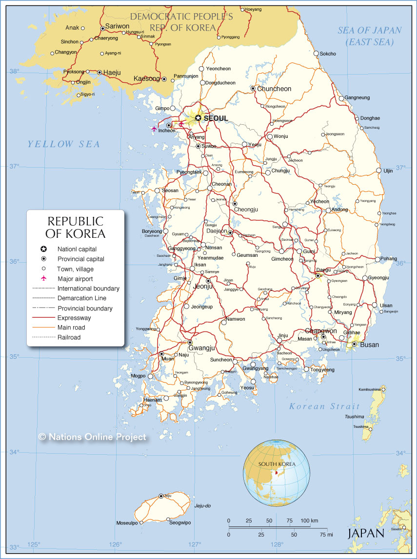 Bản đồ hành chính của Hàn Quốc