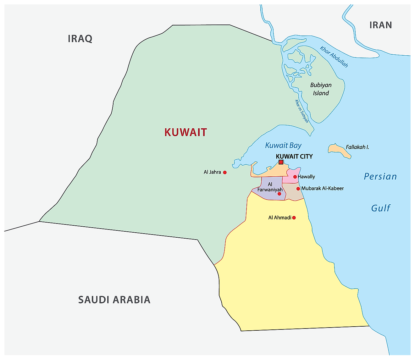 Governorates of Kuwait Map