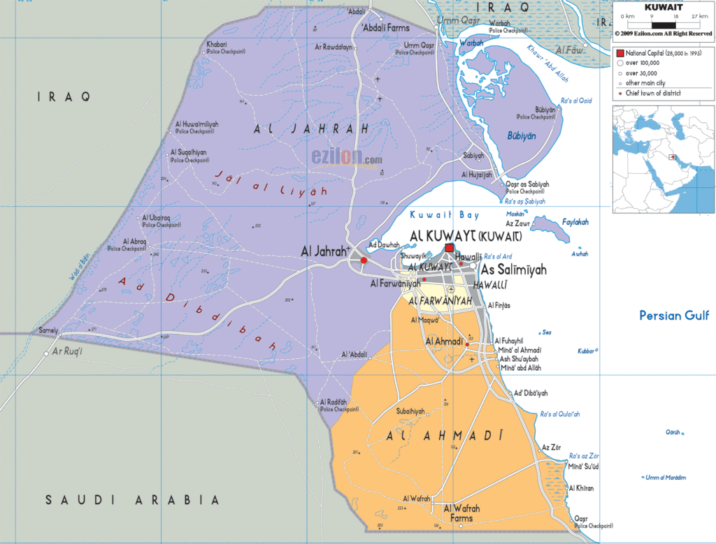 Kuwait political map.