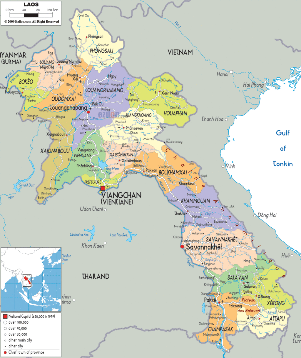 Laos political map.