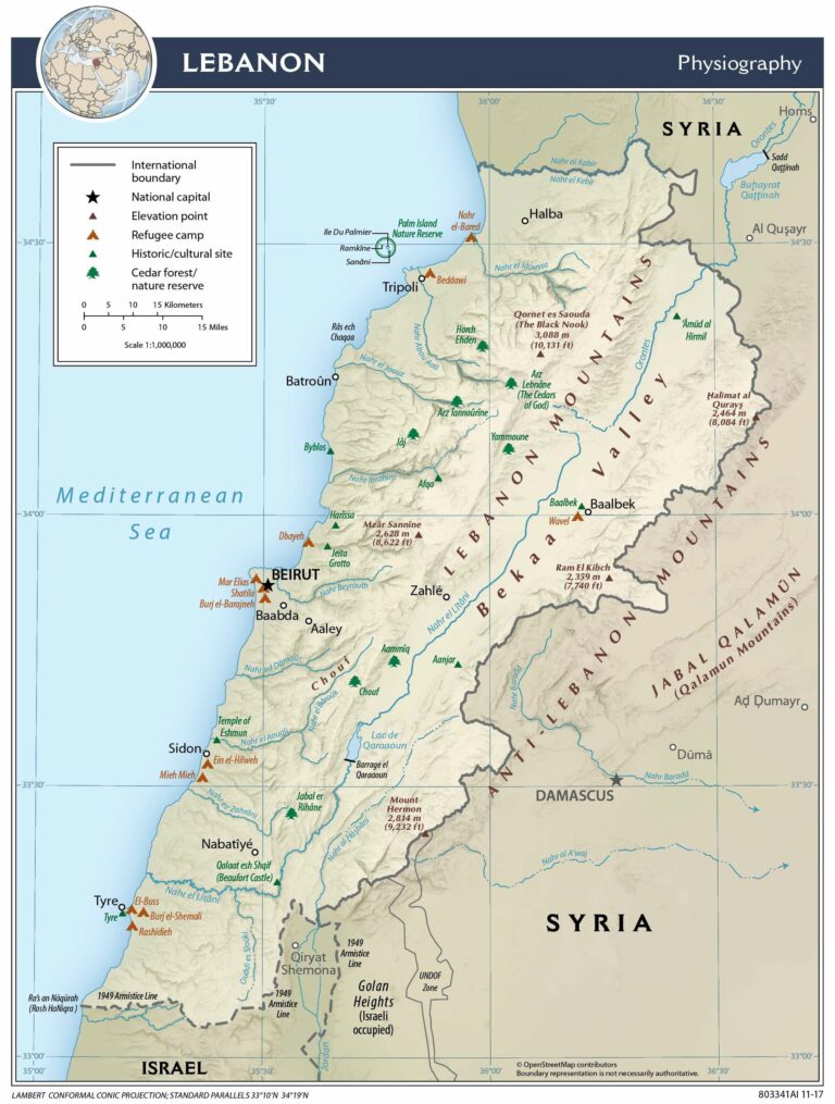 Bản đồ địa lý Liban