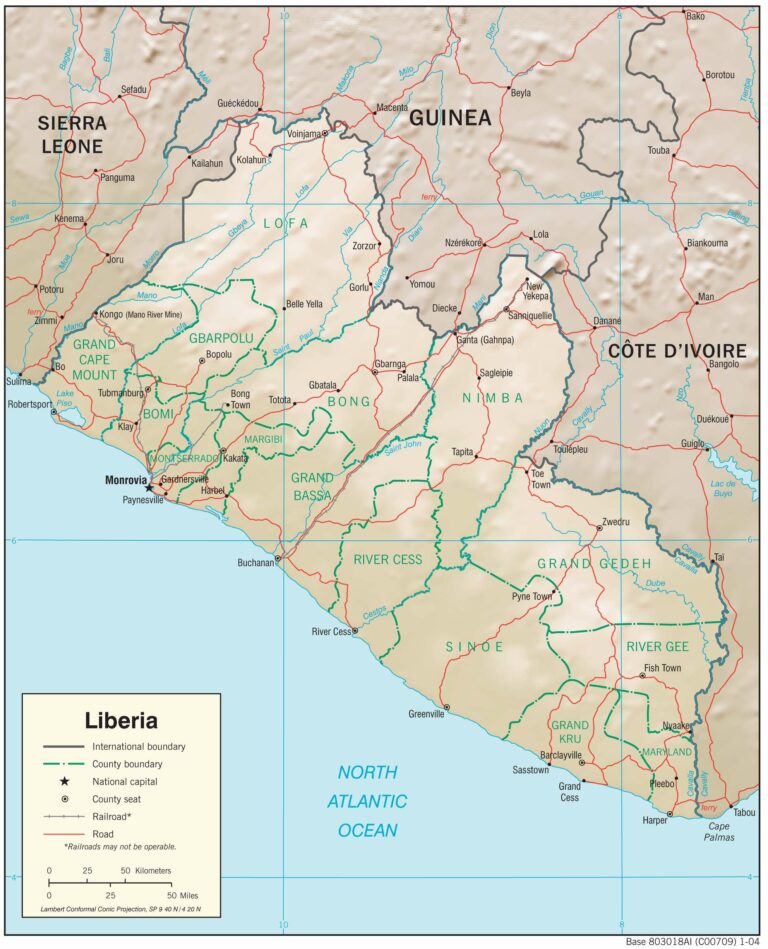 Bản đồ địa lý Liberia