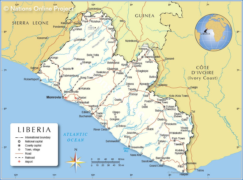 Bản đồ hành chính của Liberia