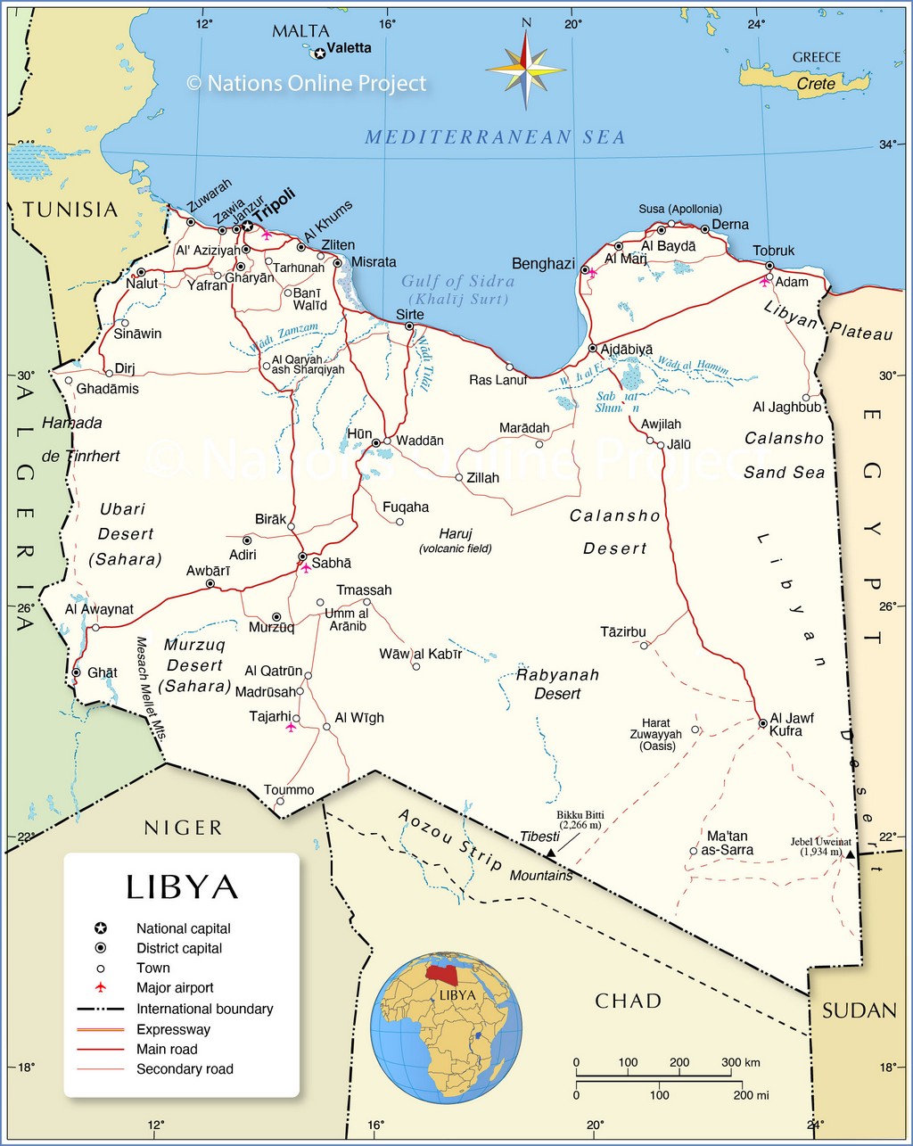 Bản đồ hành chính của Libya