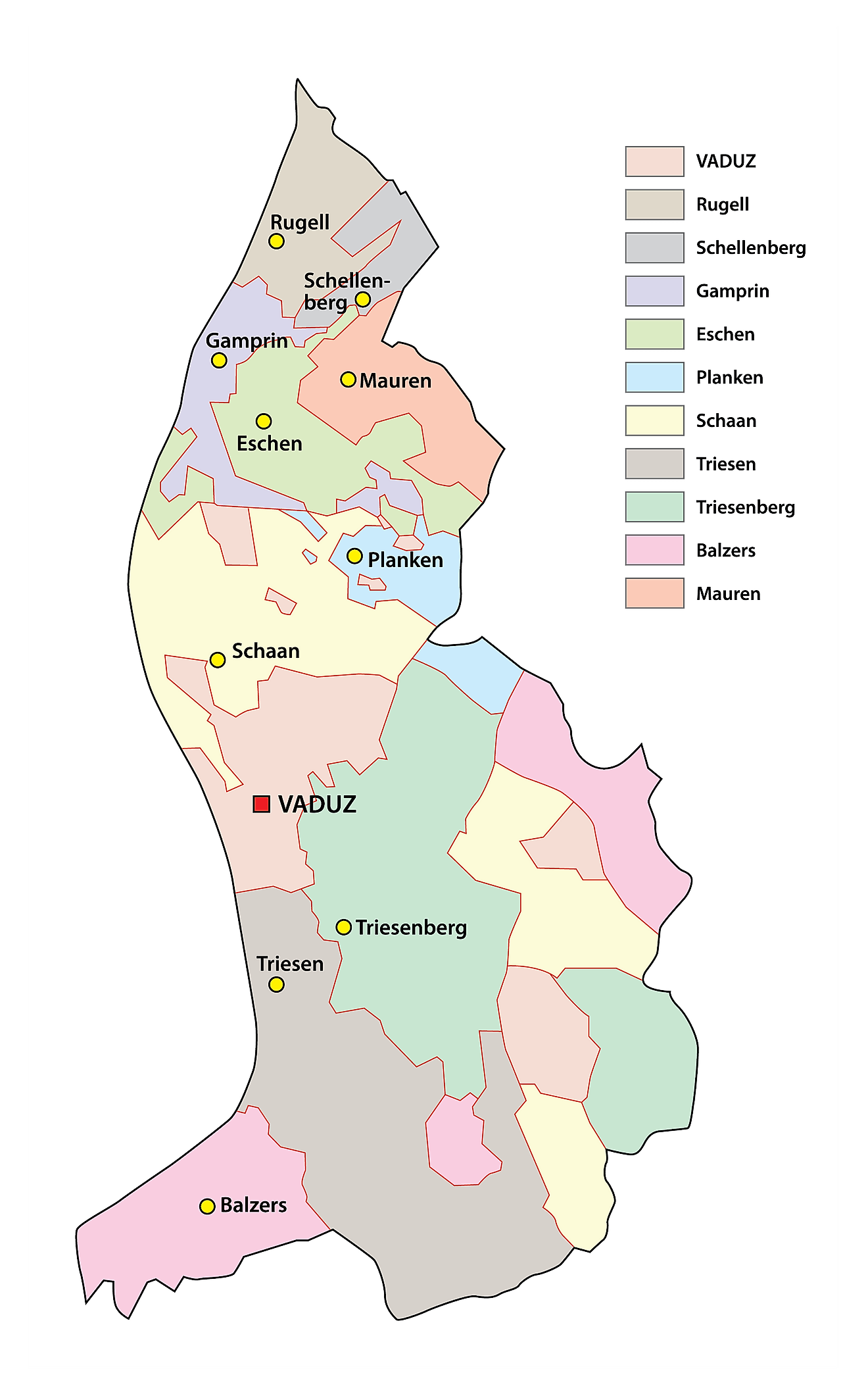 Communes of Liechtenstein Map