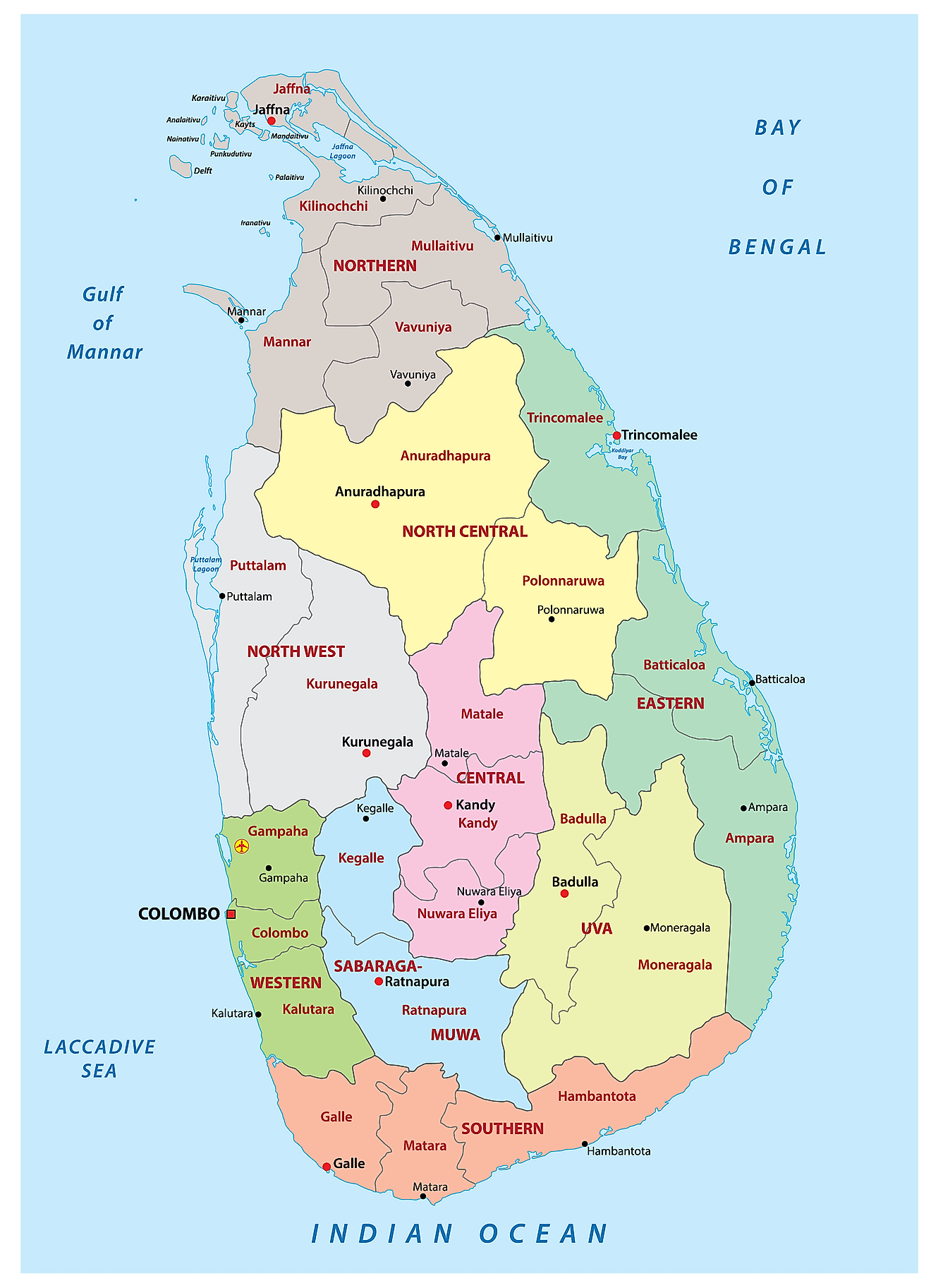 Bản đồ các tỉnh của Sri Lanka