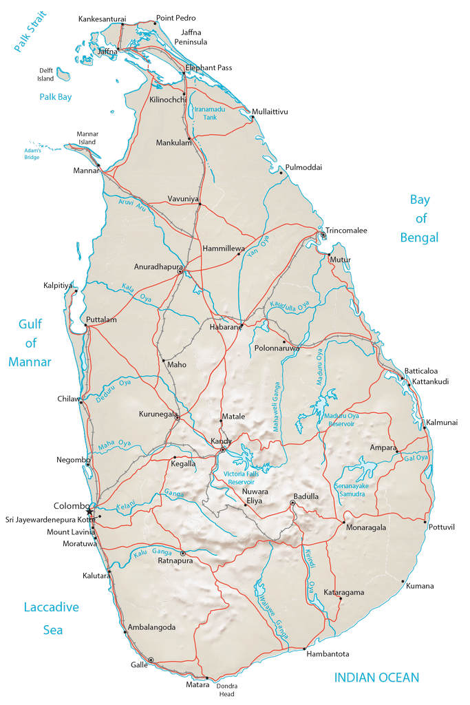 Sri Lanka Elevation Map