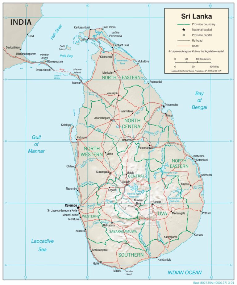 Bản đồ địa lý Sri Lanka