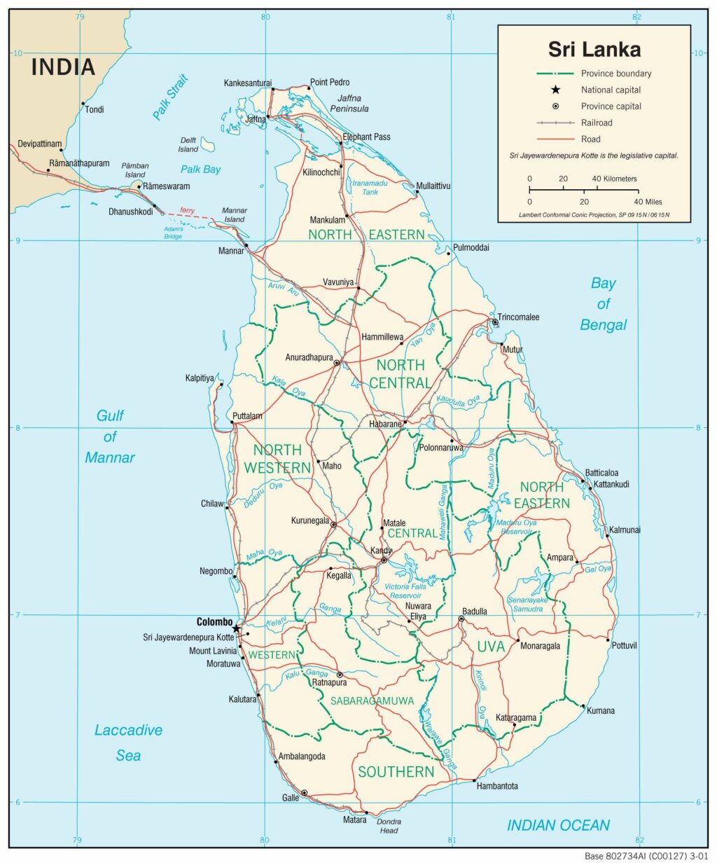 Bản đồ giao thông Sri Lanka
