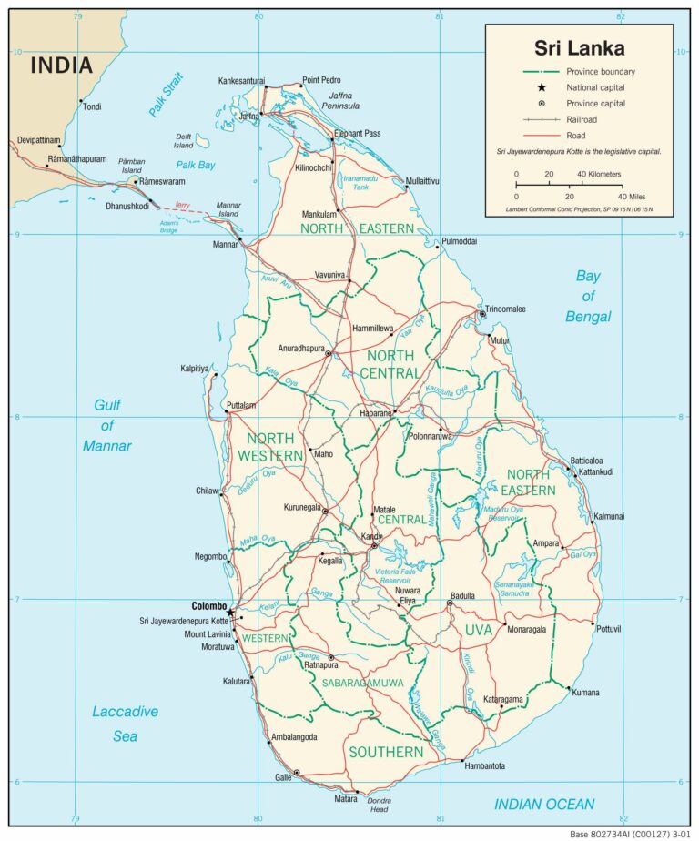 Bản đồ giao thông Sri Lanka