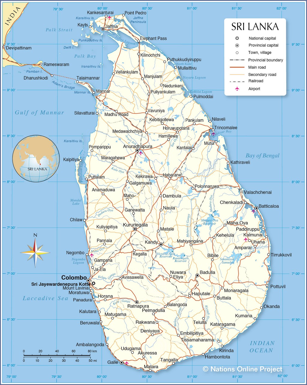 Bản đồ hành chính của Sri Lanka