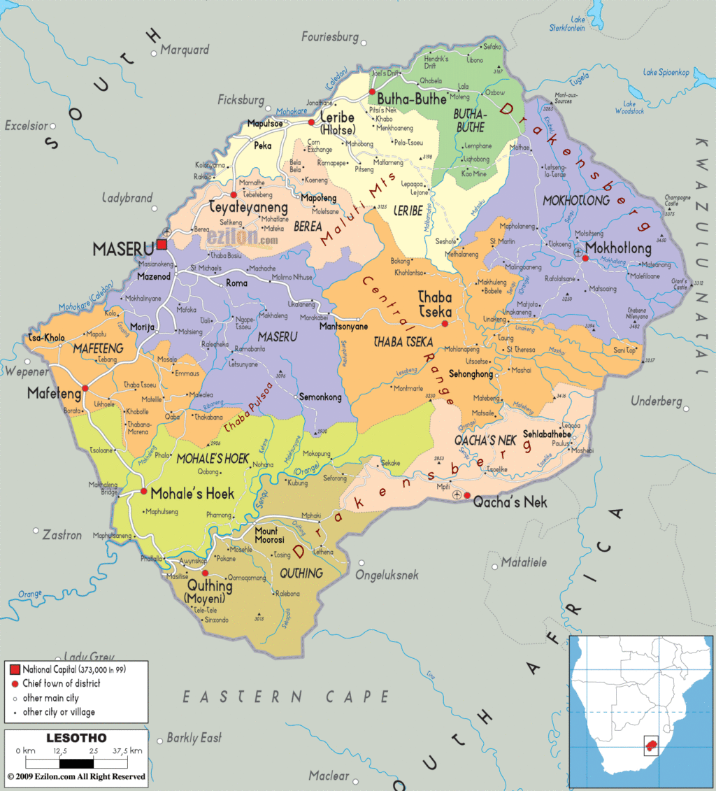 Bản đồ hành chính Lesotho