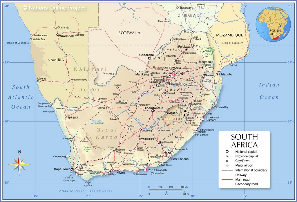 Bản đồ hành chính của Nam Phi