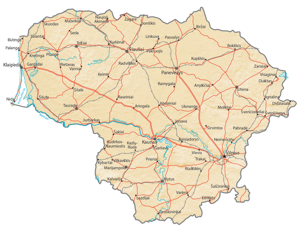 Bản đồ vật lý Litva