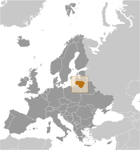 Bản đồ vị trí của Lithuania