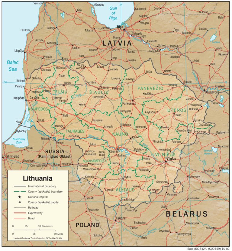 Bản đồ địa lý Lithuania