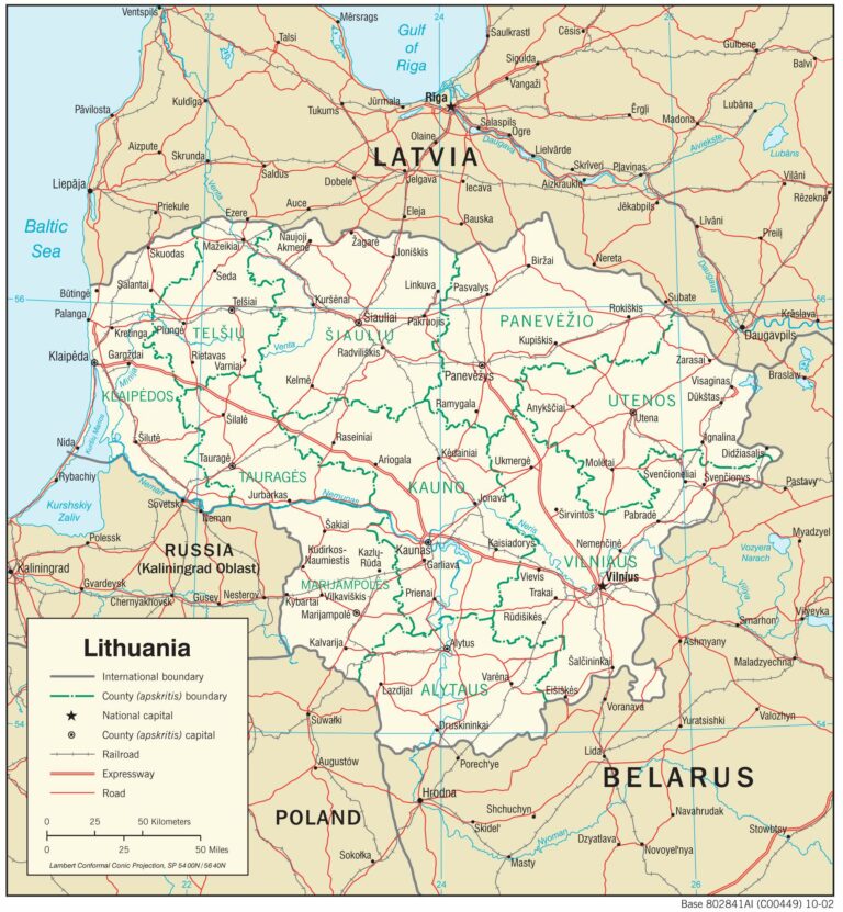 Bản đồ giao thông Lithuania