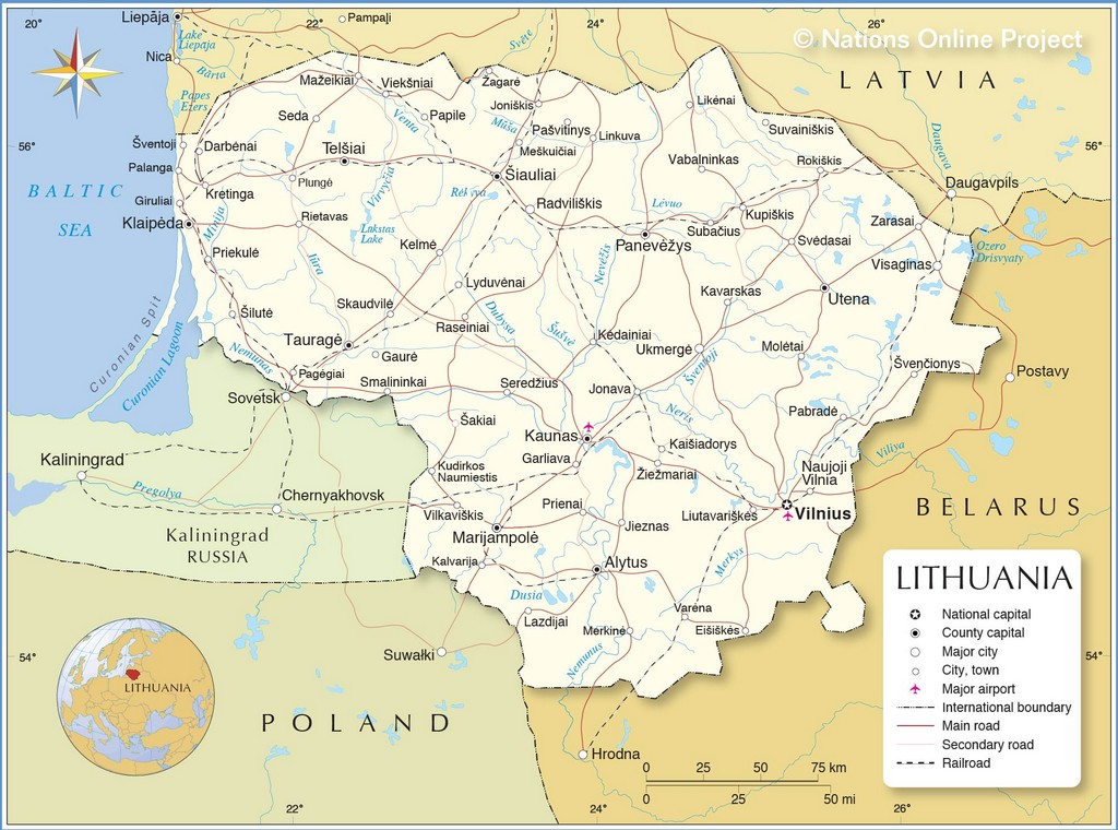 Bản đồ hành chính của Litva