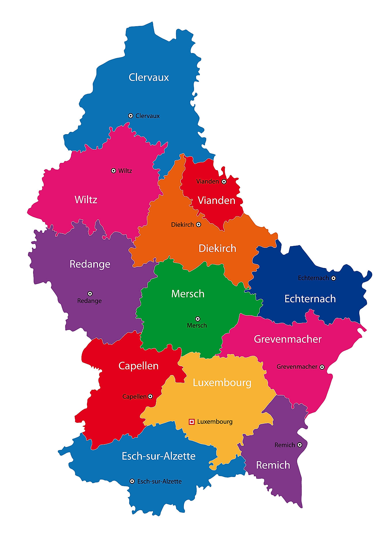 Cantons of Luxembourg Map