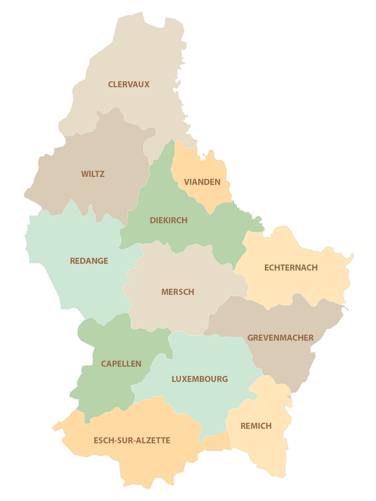 Luxembourg Cantons Map
