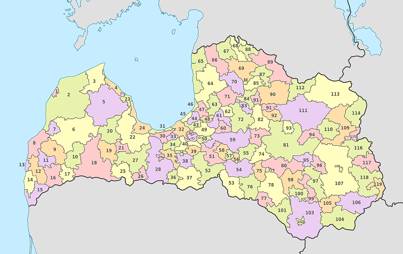 Các đô thị của Latvia Bản đồ