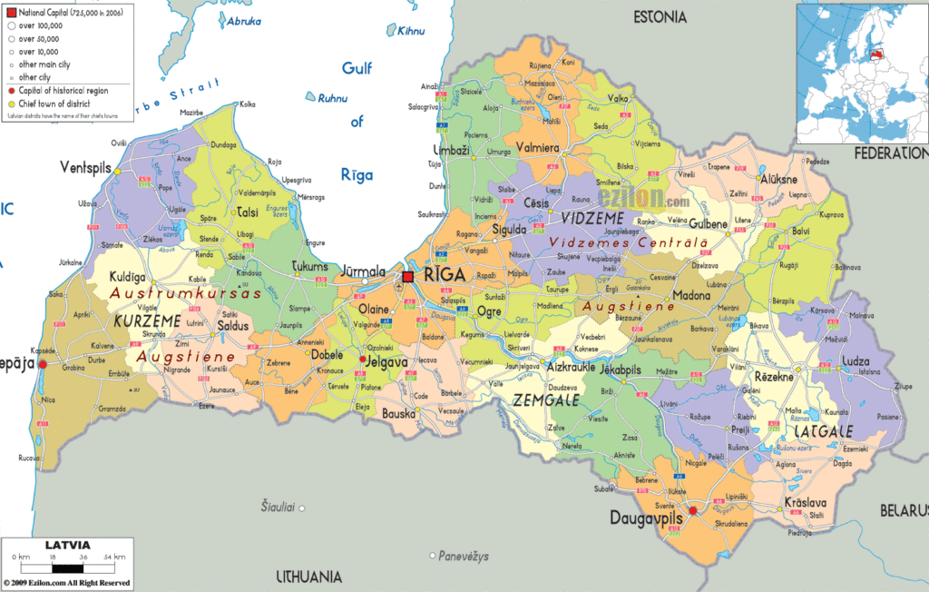 Bản đồ hành chính Latvia