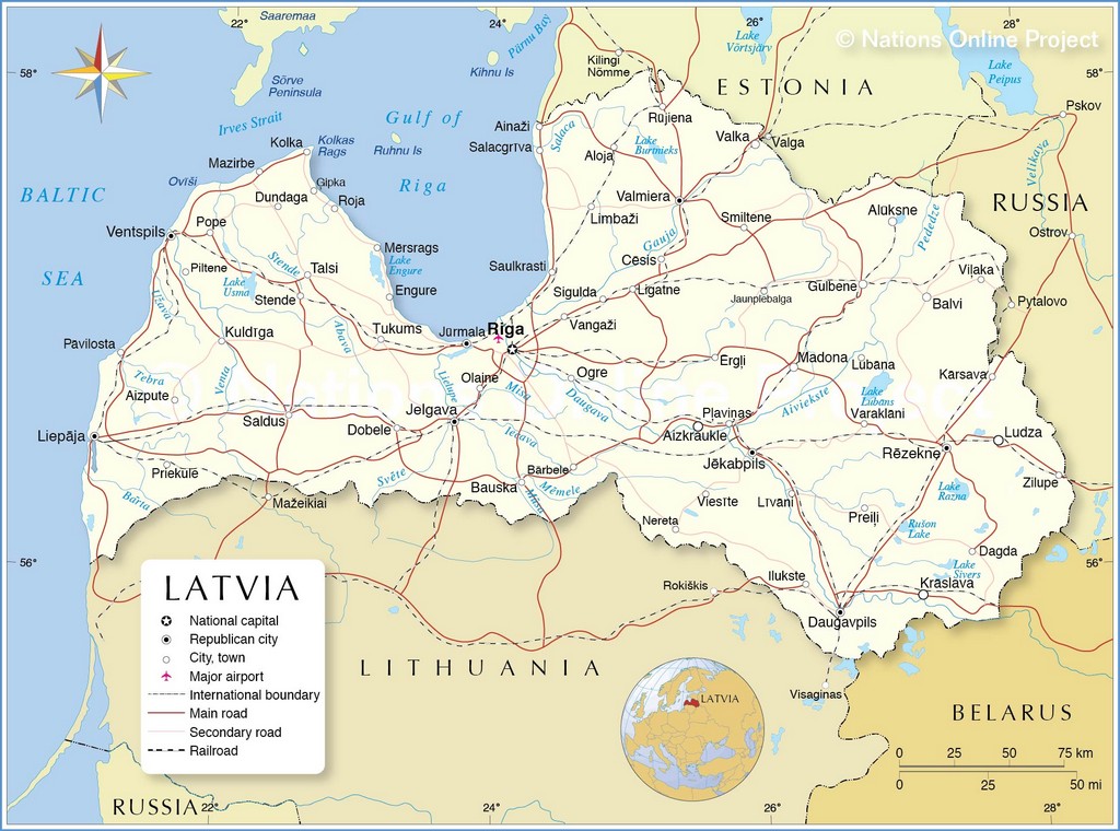 Bản đồ hành chính của Latvia