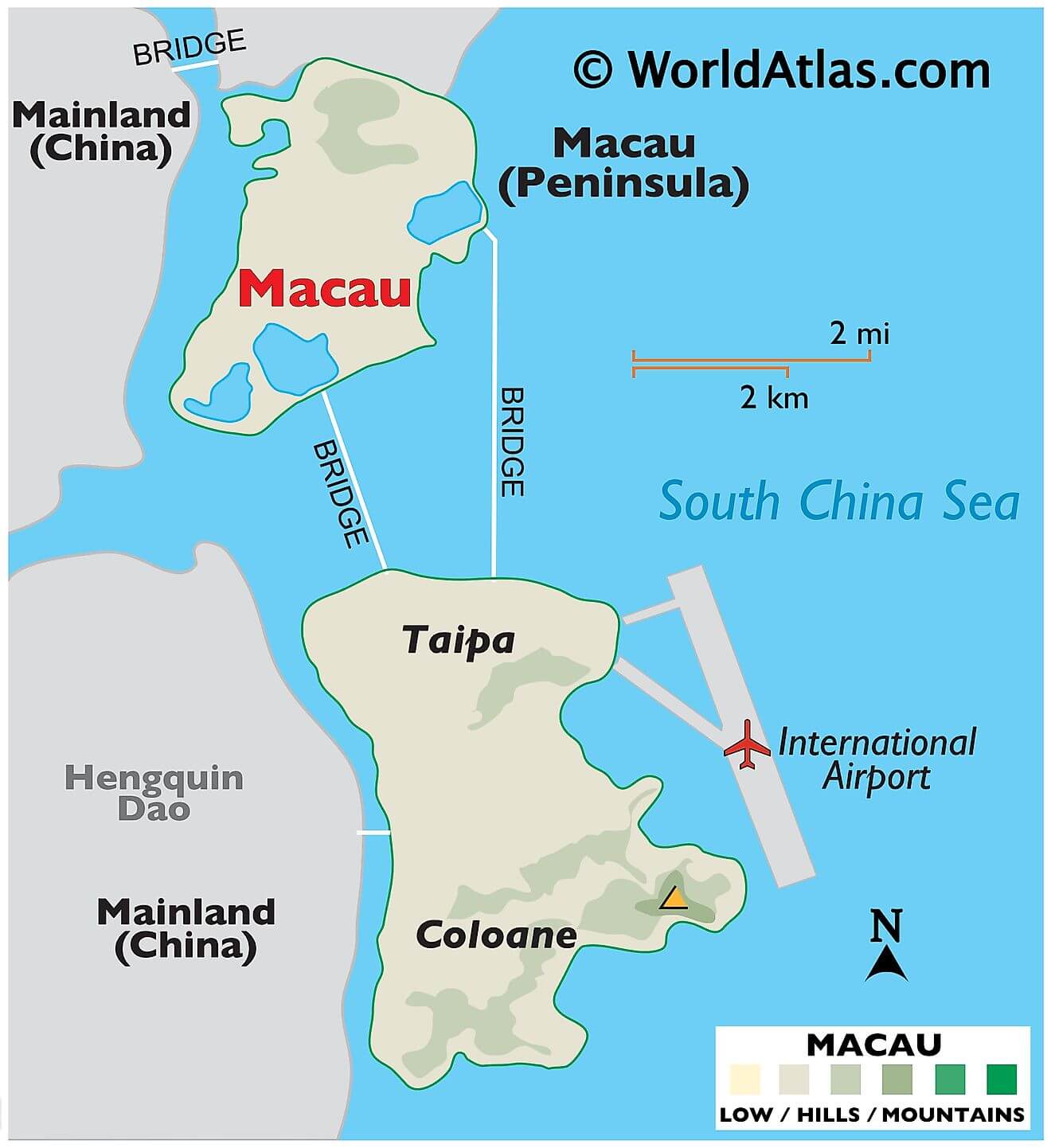 Bản đồ vật lý của Macao
