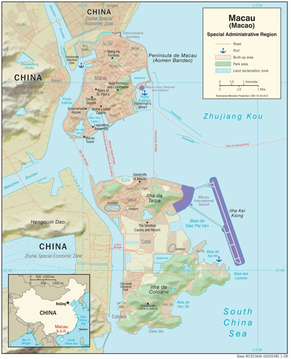 Macau physiography map.