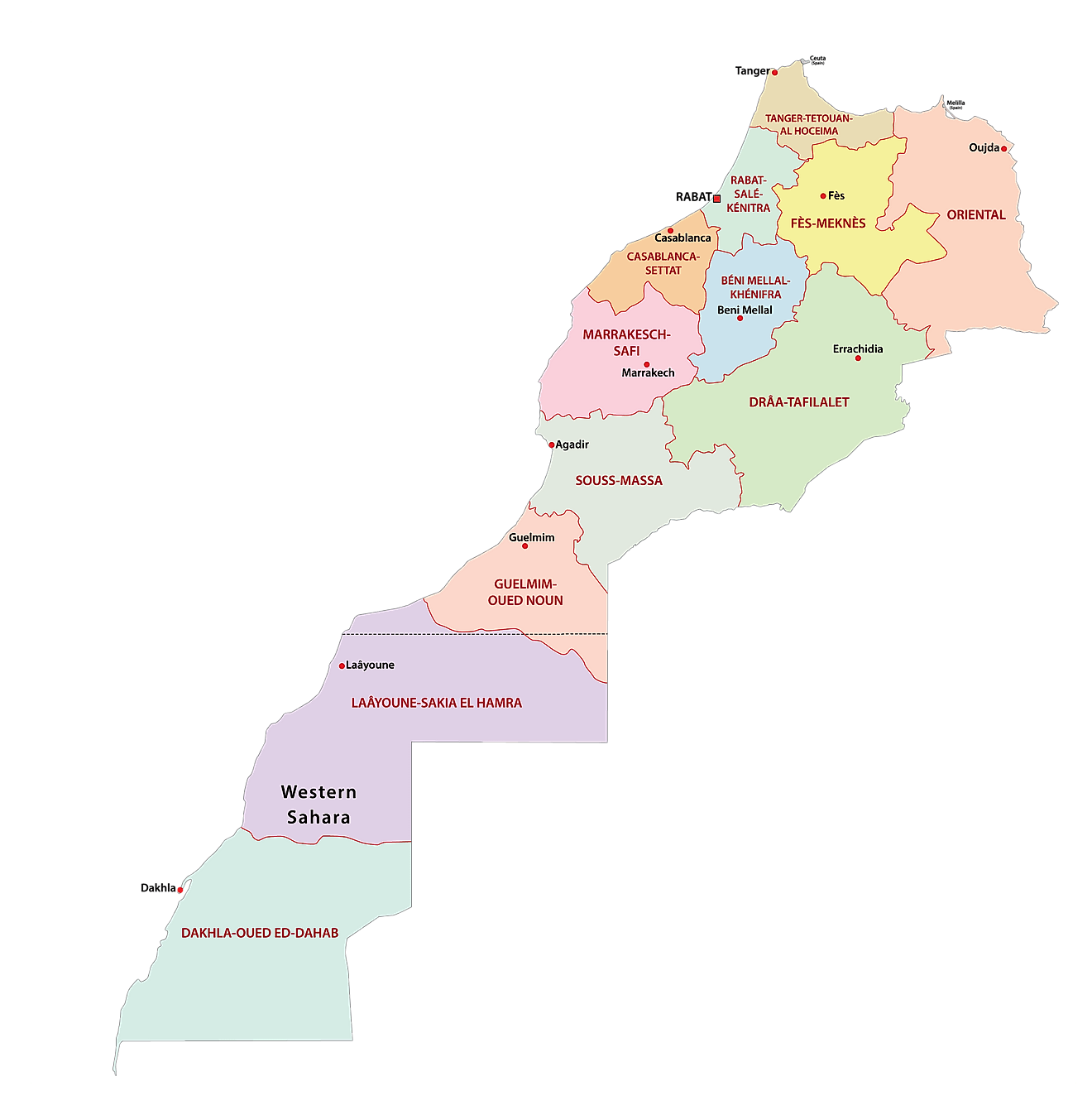Regions of Morocco Map