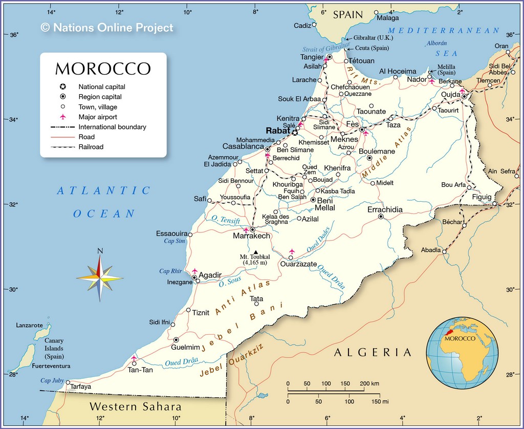 Bản đồ hành chính của Maroc