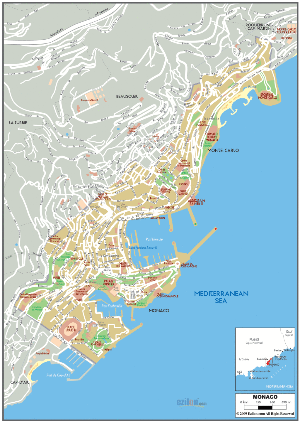 Monaco political map.