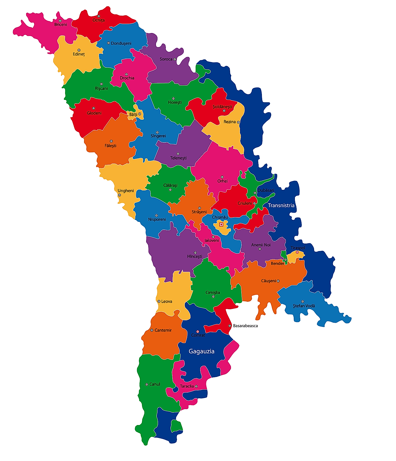 Bản đồ Raions hoặc Quận của Moldova