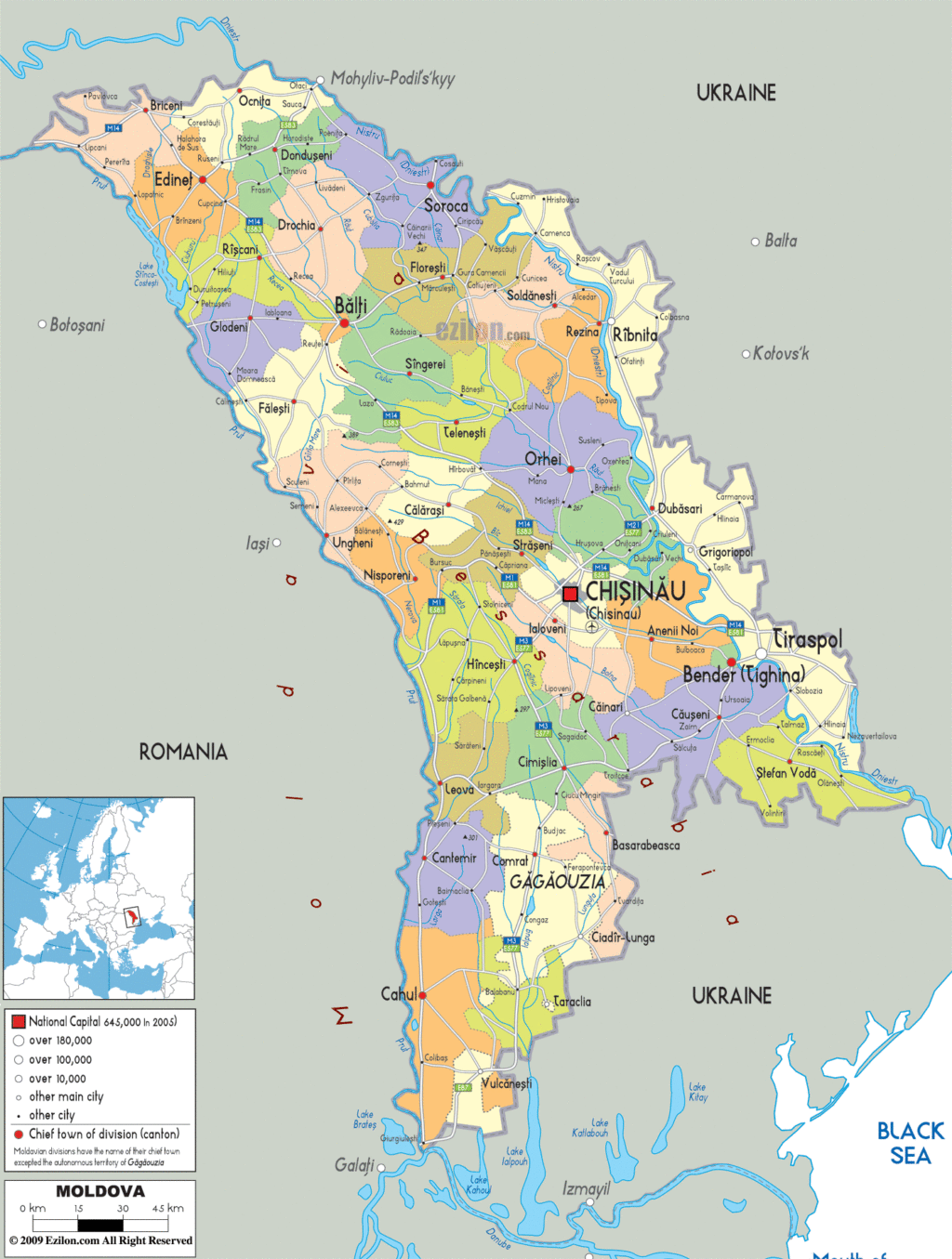 Moldova political map.