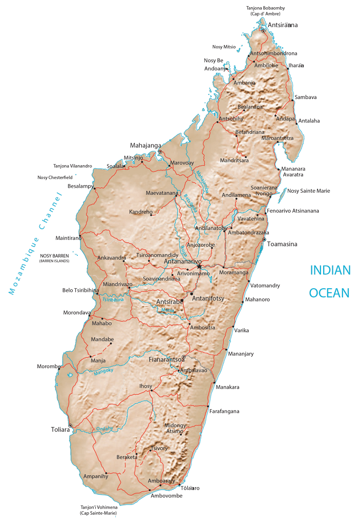 Bản đồ vật lý Madagascar