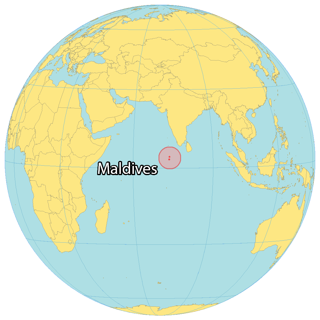 Bản đồ vị trí của Maldives. Nguồn: gisgeography.com