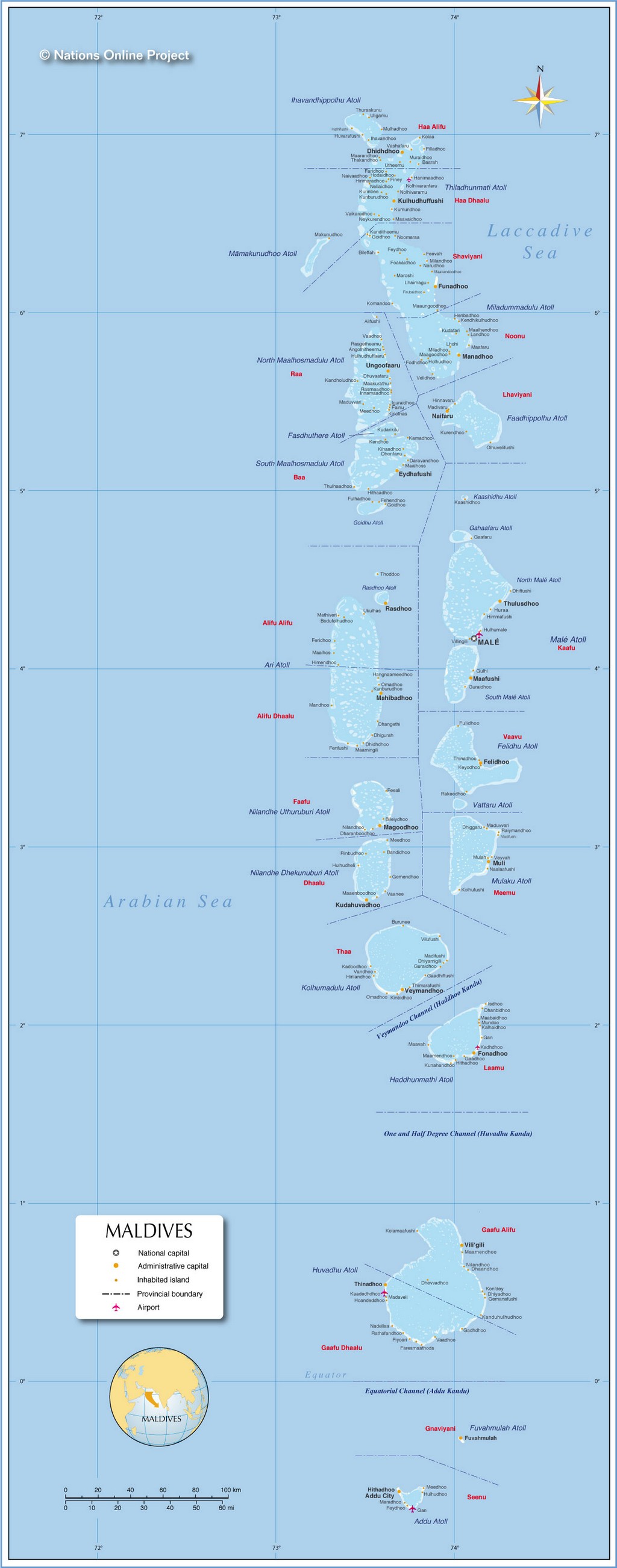 Bản đồ hành chính của Maldives