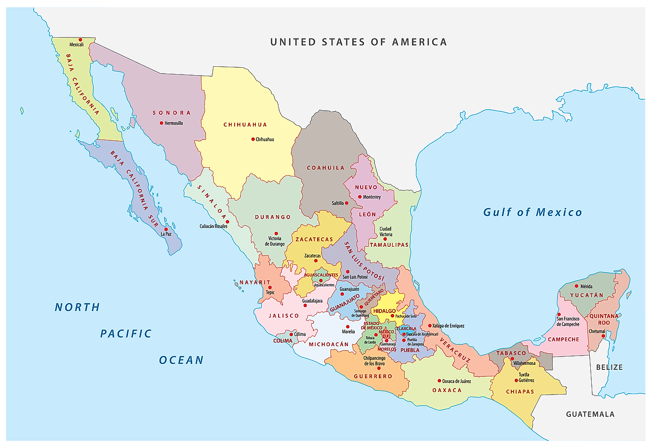 Bản đồ các bang Mexico