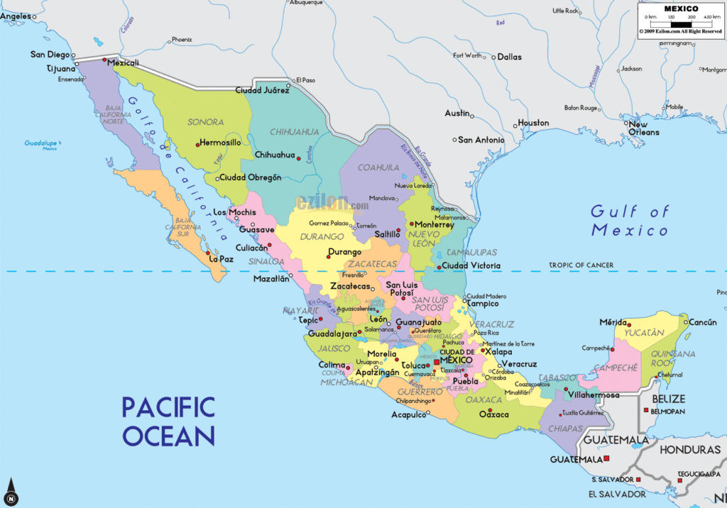 Bản đồ hành chính Mexico