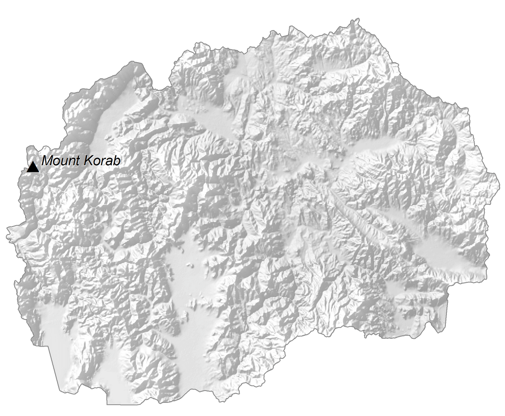 Bản đồ độ cao Bắc Macedonia