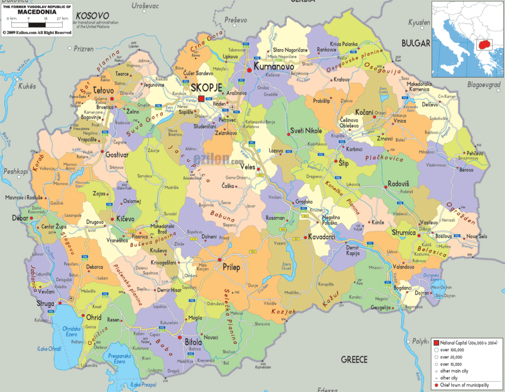 Bản đồ hành chính Macedonia