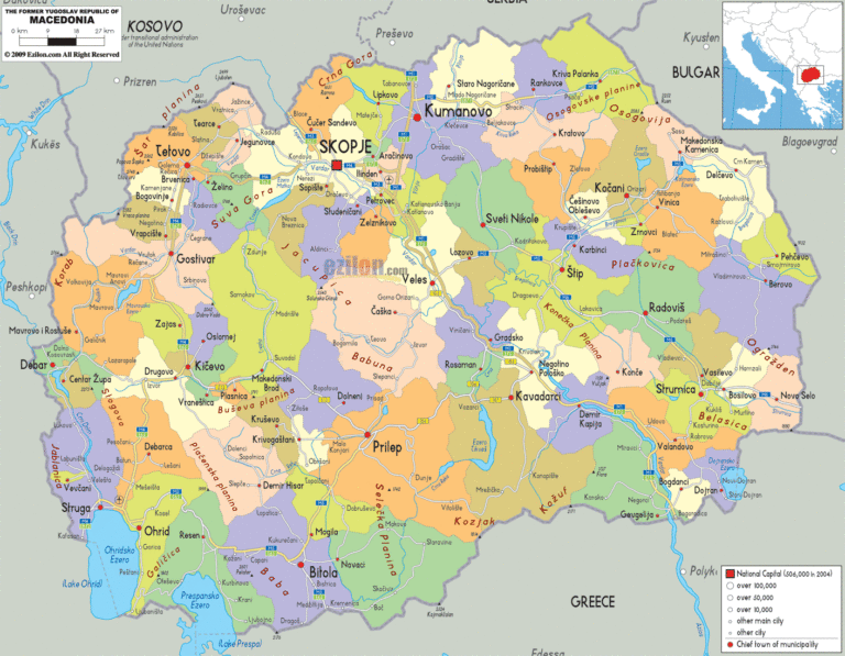 Bản đồ hành chính Macedonia khổ lớn