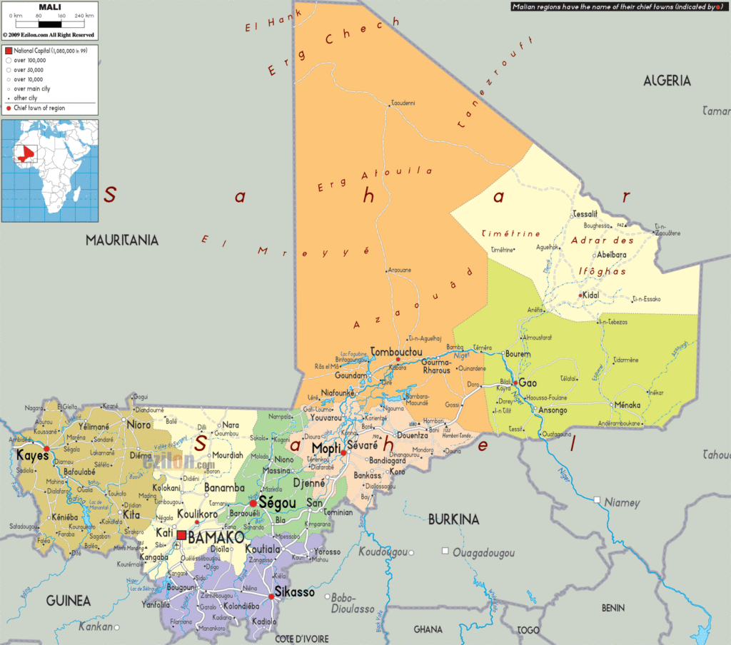 Mali political map.