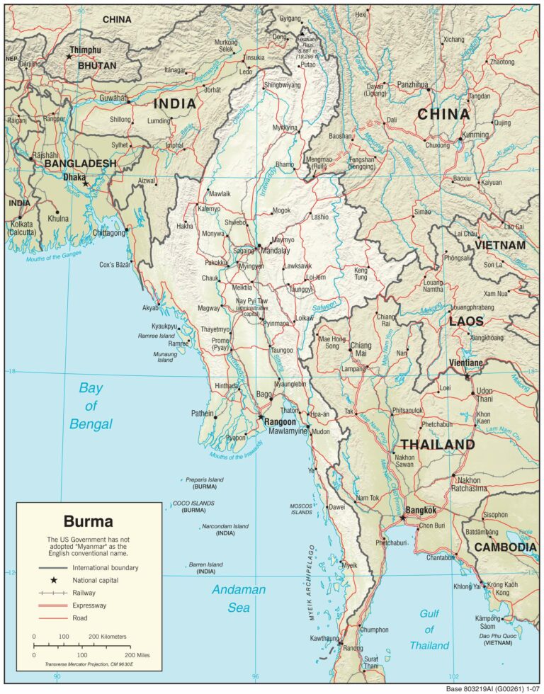 Bản đồ địa lý Myanmar