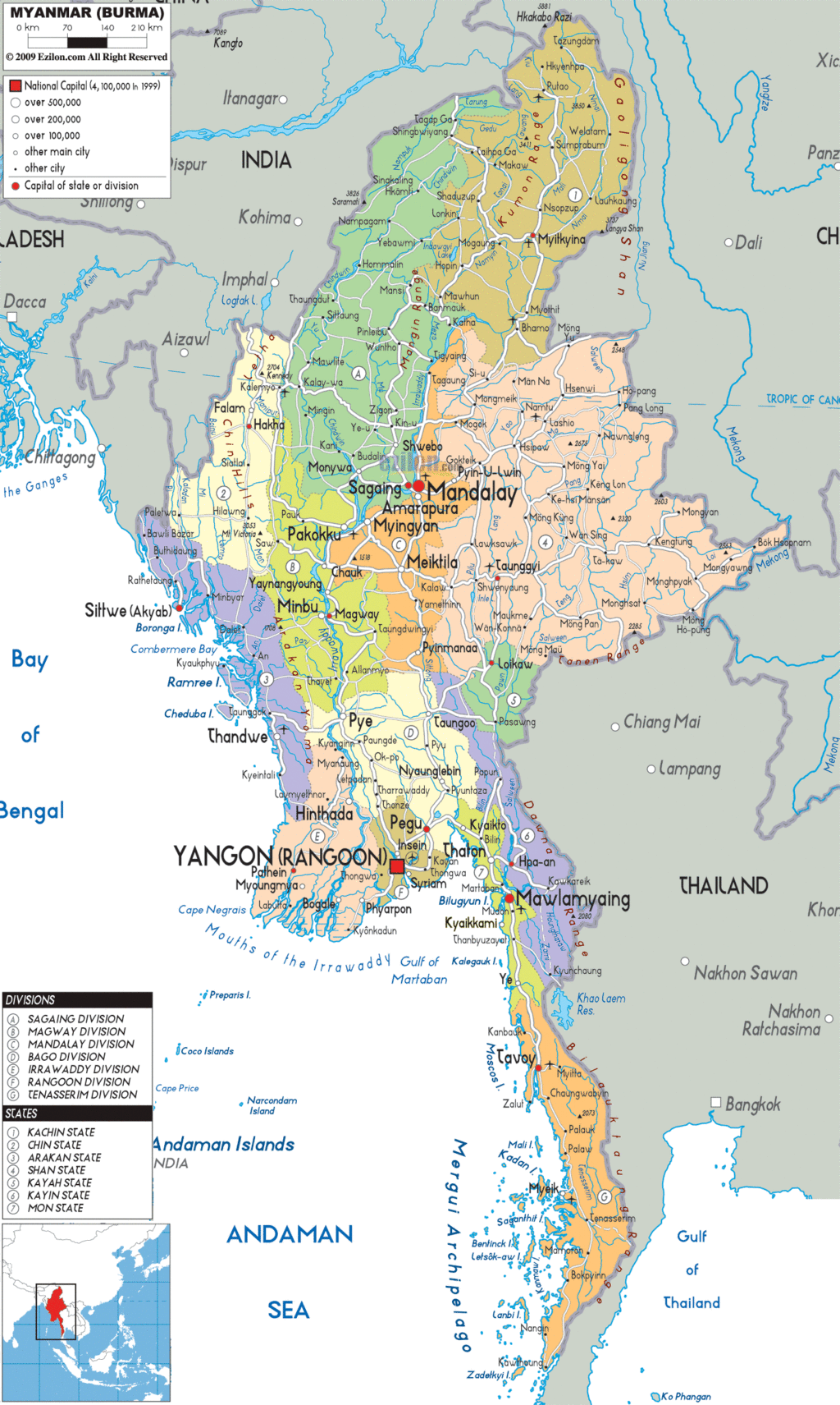 Bản đồ hành chính Myanmar