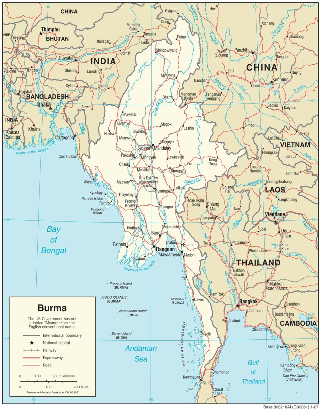 Bản đồ giao thông Myanmar