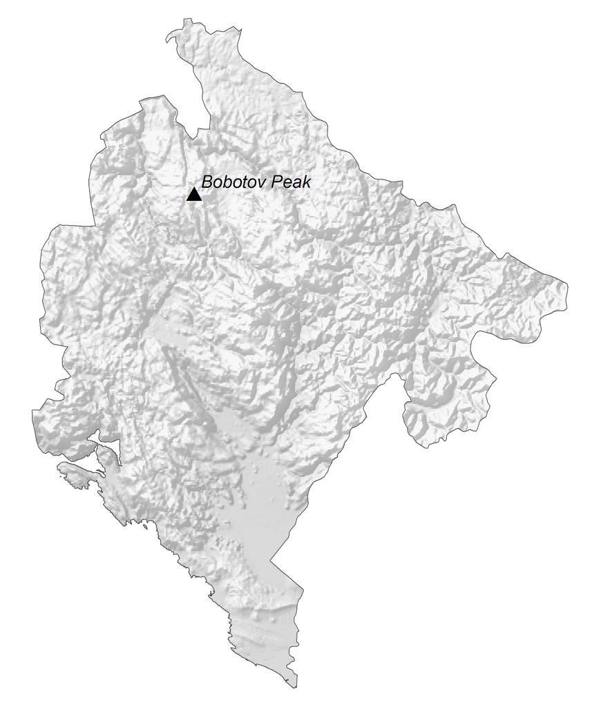 Bản đồ độ cao Montenegro