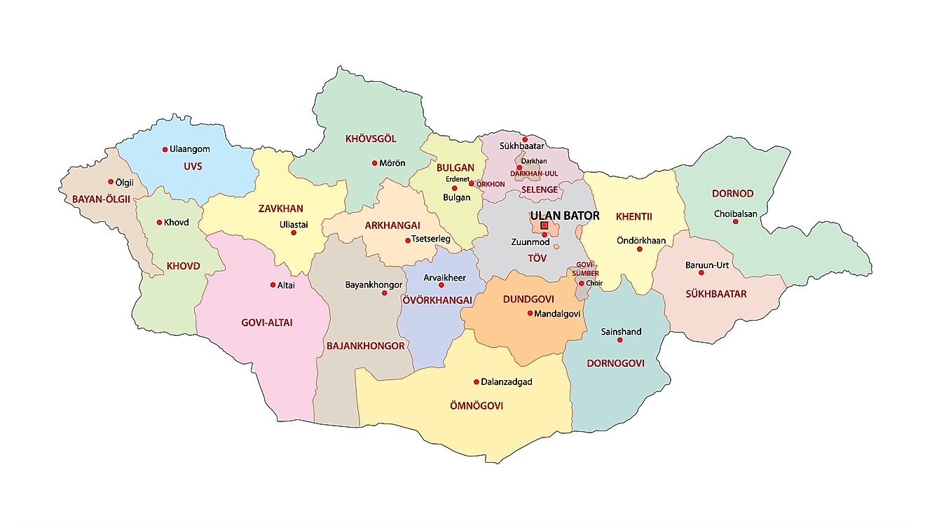 Mongolia Provinces Map